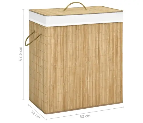 Bambusest Pesukorv 2 Sektsiooniga, 100 L