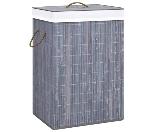 Veļas Grozs Ar 2 Nodalījumiem, Bambuss, Pelēks, 72 L Vidaxl