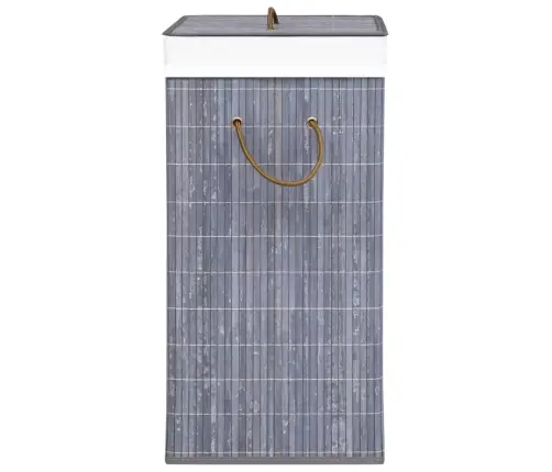 Veļas Grozs Ar 2 Nodalījumiem, Bambuss, Pelēks, 72 L Vidaxl