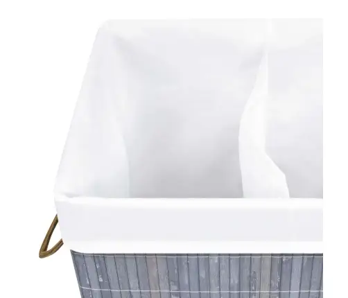 Veļas Grozs Ar 2 Nodalījumiem, Bambuss, Pelēks, 72 L Vidaxl