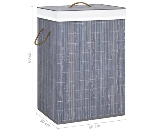 Veļas Grozs Ar 2 Nodalījumiem, Bambuss, Pelēks, 72 L Vidaxl