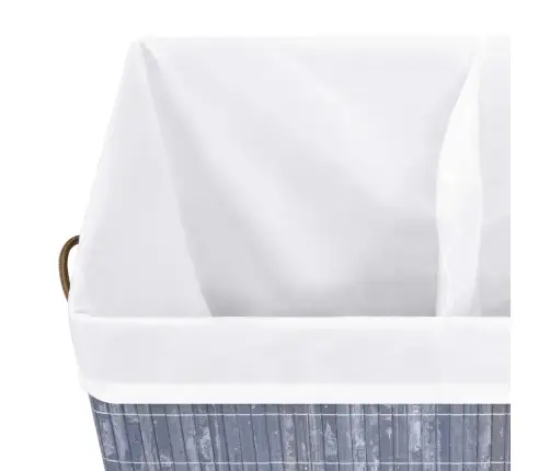 Veļas Grozs Ar 2 Nodalījumiem, Bambuss, Pelēks, 100 L Vidaxl