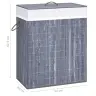 Veļas Grozs Ar 2 Nodalījumiem, Bambuss, Pelēks, 100 L Vidaxl