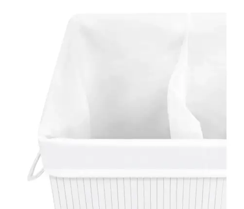 Veļas Grozs Ar 2 Nodalījumiem, Bambuss, Balts, 72 L Vidaxl