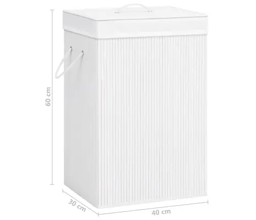Veļas Grozs Ar 2 Nodalījumiem, Bambuss, Balts, 72 L Vidaxl