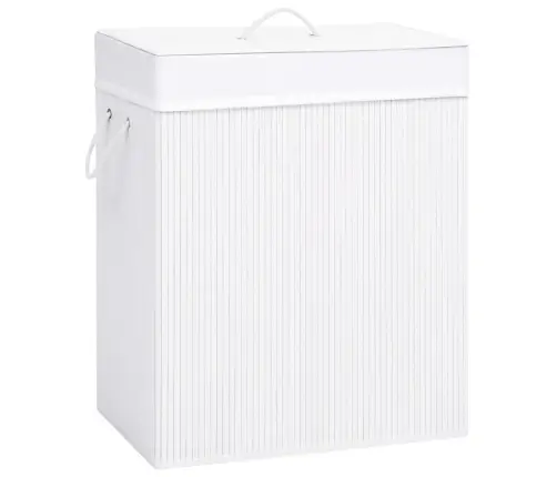 Veļas Grozs Ar 2 Nodalījumiem, Bambuss, Balts, 100 L Vidaxl