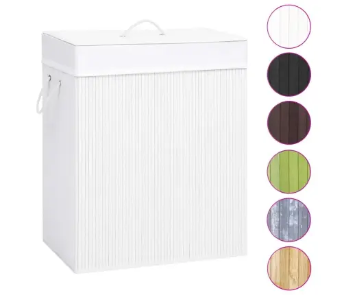 Veļas Grozs Ar 2 Nodalījumiem, Bambuss, Balts, 100 L Vidaxl