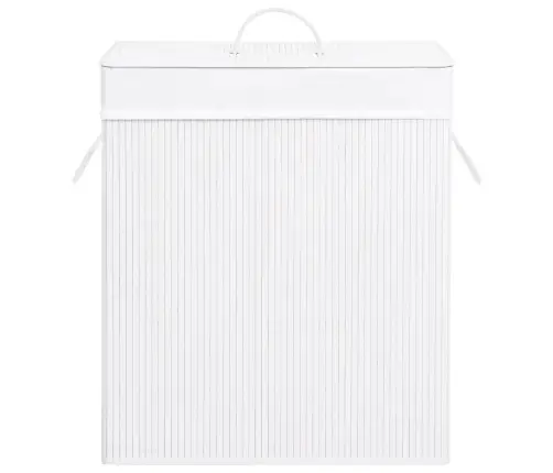 Veļas Grozs Ar 2 Nodalījumiem, Bambuss, Balts, 100 L Vidaxl