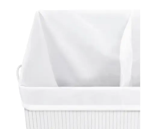 Veļas Grozs Ar 2 Nodalījumiem, Bambuss, Balts, 100 L Vidaxl