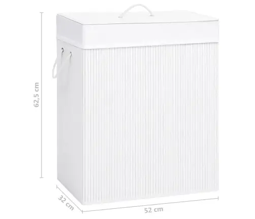 Veļas Grozs Ar 2 Nodalījumiem, Bambuss, Balts, 100 L Vidaxl