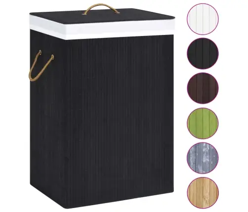 Bambusest Pesukorv 2 Sektsiooniga, Must 72 L