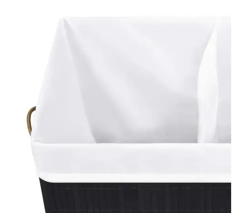 Veļas Grozs Ar 2 Nodalījumiem, Bambuss, Melns, 100 L Vidaxl