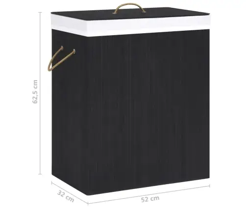 Veļas Grozs Ar 2 Nodalījumiem, Bambuss, Melns, 100 L Vidaxl