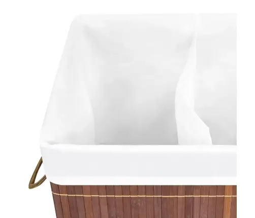 Skalbinių Krepšys Su 2 Skyriais, Rudos Spalvos, Bambukas, 100L