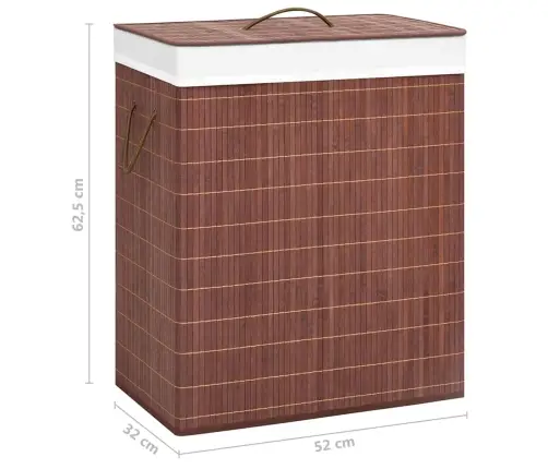 Skalbinių Krepšys Su 2 Skyriais, Rudos Spalvos, Bambukas, 100L