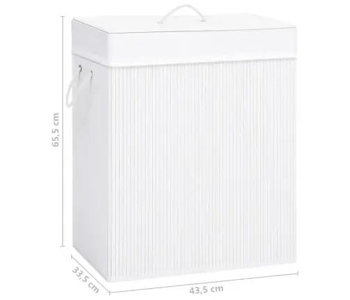 Veļas Grozs Ar 1 Nodalījumu, Bambuss, Balts, 83 L Vidaxl
