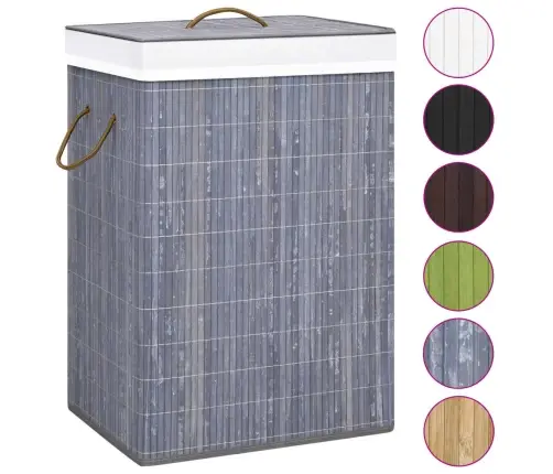 Veļas Grozs Ar 1 Nodalījumu, Bambuss, Pelēks Vidaxl