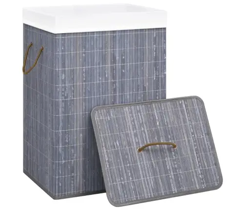 Veļas Grozs Ar 1 Nodalījumu, Bambuss, Pelēks Vidaxl