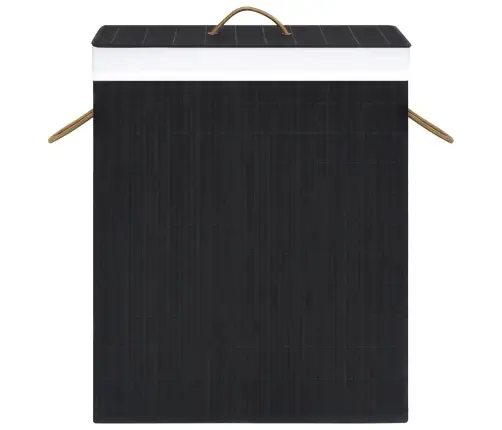 Veļas Grozs Ar 1 Nodalījumu, Bambuss, Melns, 83 L Vidaxl