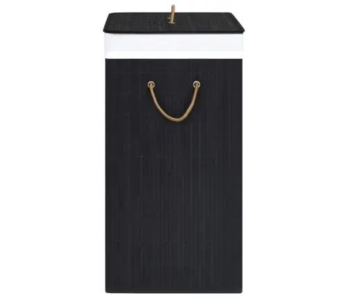 Veļas Grozs Ar 1 Nodalījumu, Bambuss, Melns, 83 L Vidaxl