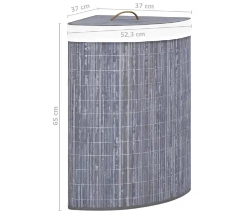 Stūra Veļas Grozs, Pelēks, Bambuss, 60 L Vidaxl