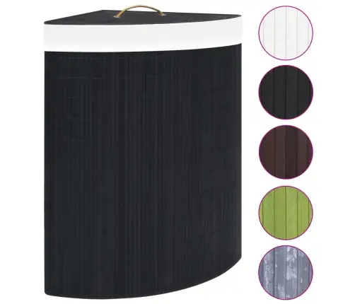 Stūra Veļas Grozs, Melns, Bambuss, 60 L Vidaxl