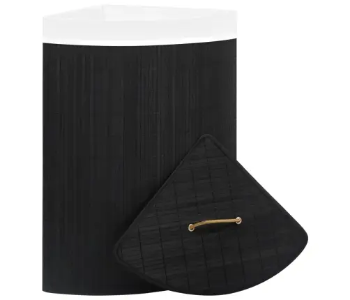 Stūra Veļas Grozs, Melns, Bambuss, 60 L Vidaxl