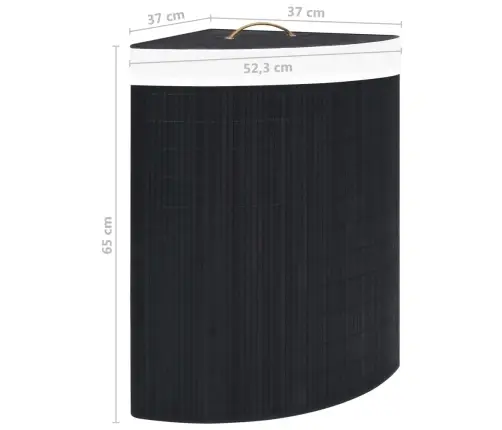 Stūra Veļas Grozs, Melns, Bambuss, 60 L Vidaxl