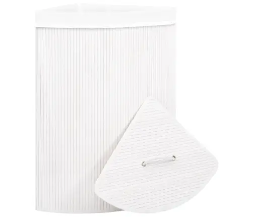 Bambusest Nurga Pesukorv, Valge 60 L