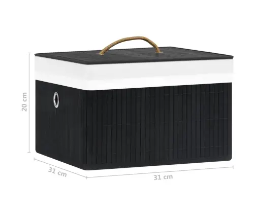 Uzglabāšanas Kastes, 4 Gab., Melnas, Bambuss Vidaxl