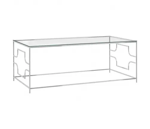 Kafijas Galdiņš, Sudrabains, 120X60X45 Cm, Tērauds, Stikls Vidaxl