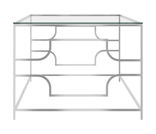 Kafijas Galdiņš, Sudrabains, 120X60X45 Cm, Tērauds, Stikls Vidaxl