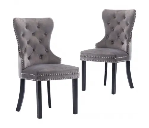 Virtuves Krēsli, 2 Gab., Pelēks Samts Vidaxl