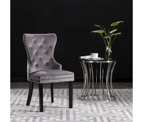 Virtuves Krēsli, 2 Gab., Pelēks Samts Vidaxl