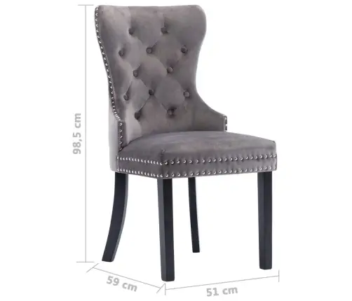 Virtuves Krēsli, 2 Gab., Pelēks Samts Vidaxl