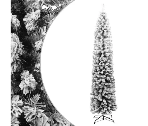 Mākslīgā Ziemassvētku Egle Ar Sniegu, Šaura, Zaļa, 180 Cm, Pvc Vidaxl