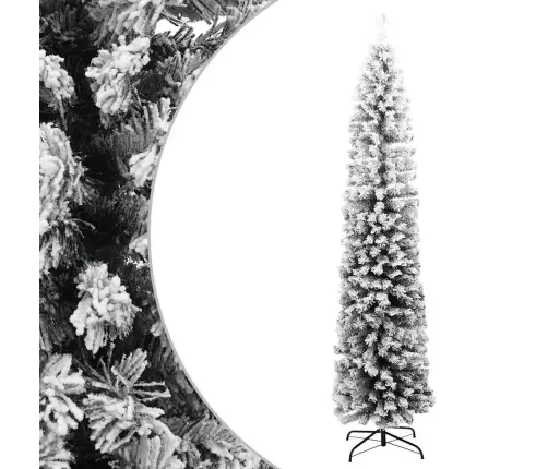 Mākslīgā Ziemassvētku Egle Ar Sniegu, Šaura, Zaļa, 210 Cm, Pvc Vidaxl