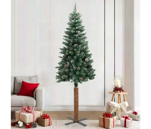 Kitsas Kunstkuusk Puidu Ja Valge Lumega, Roheline, 210 Cm