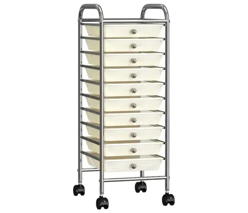 Mobilus Vežimėlis, 10 Stalčių, Baltos Spalvos, Plastikas