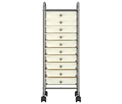 Mobilus Vežimėlis, 10 Stalčių, Baltos Spalvos, Plastikas