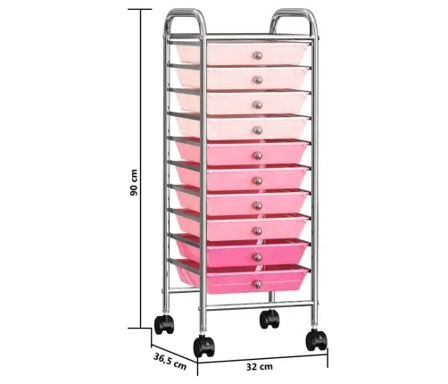 10 Sahtliga Liigutatav Hoiukäru, Ombre, Roosa, Plast 10 Sahtliga Liigutatav Hoiukäru, Ombre, Roosa, Plast