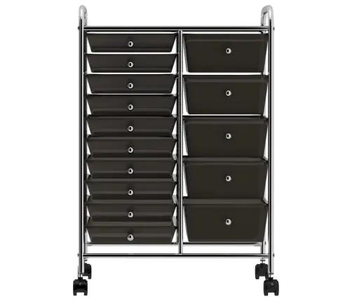 Mobilus Vežimėlis, 15 Stalčių, Juodos Spalvos, Plastikas, Xxl