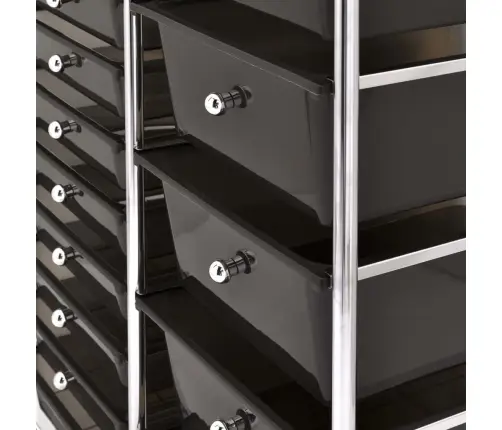 Mobilus Vežimėlis, 15 Stalčių, Juodos Spalvos, Plastikas, Xxl