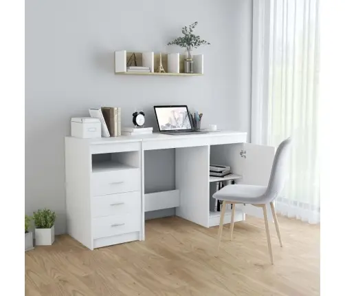 Rašomasis Stalas, Baltos Spalvos, 140X50X76cm Apdirbta Mediena