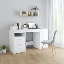 Rašomasis Stalas, Baltos Spalvos, 140X50X76cm Apdirbta Mediena