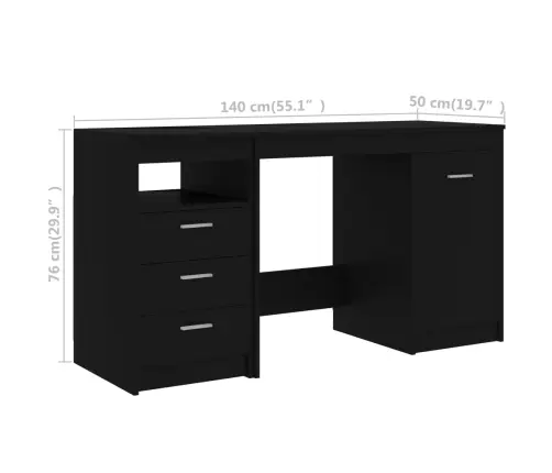Rašomasis Stalas, Juodos Spalvos, 140X50X76cm Apdirbta Mediena