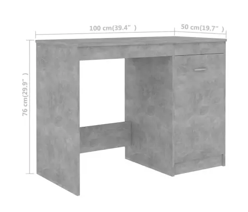 Rašomasis Stalas, Betono Pilkas, 140X50X76cm Apdirbta Mediena