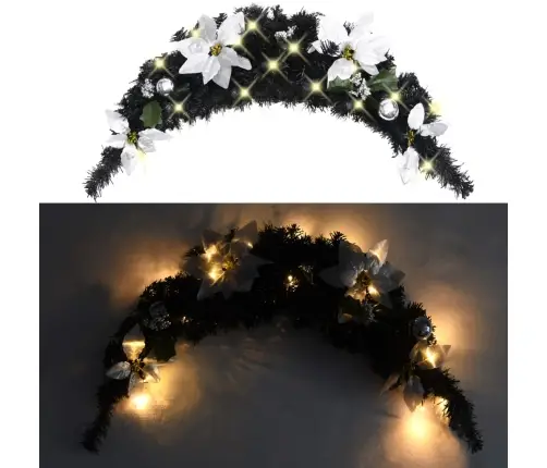 Ziemassvētku Arka Ar Led Lampiņām, Melna, 90 Cm, Pvc Vidaxl