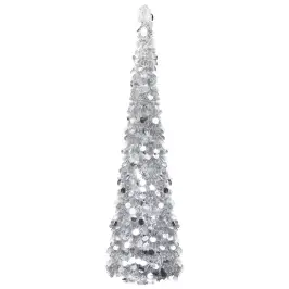 Mākslīgā Ziemassvētku Egle, Saliekama, Sudrabaina, 150 Cm, Pet Vidaxl