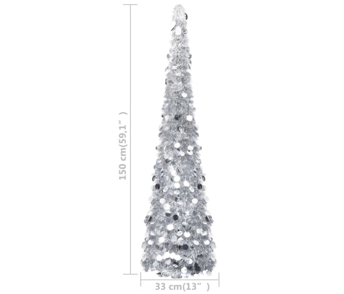 Mākslīgā Ziemassvētku Egle, Saliekama, Sudrabaina, 150 Cm, Pet Vidaxl